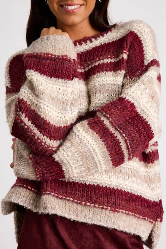 Brea Red and Beige Striped Oversized Sweater sold by Lulus product image thumbnail 3
