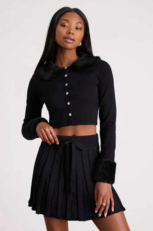 Layden Black Knit Pleated Mini Skirt sold by Lulus