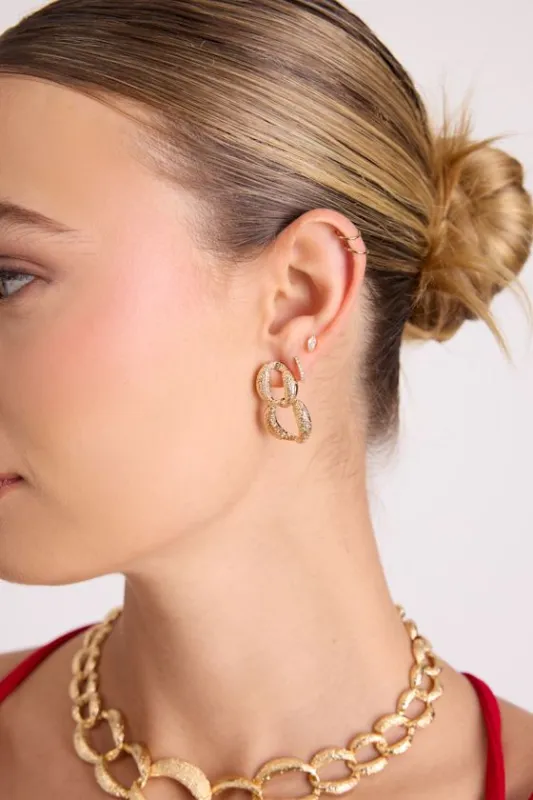 Tila Gold Textured Chain Link Earring and Necklace Set sold by Lulus