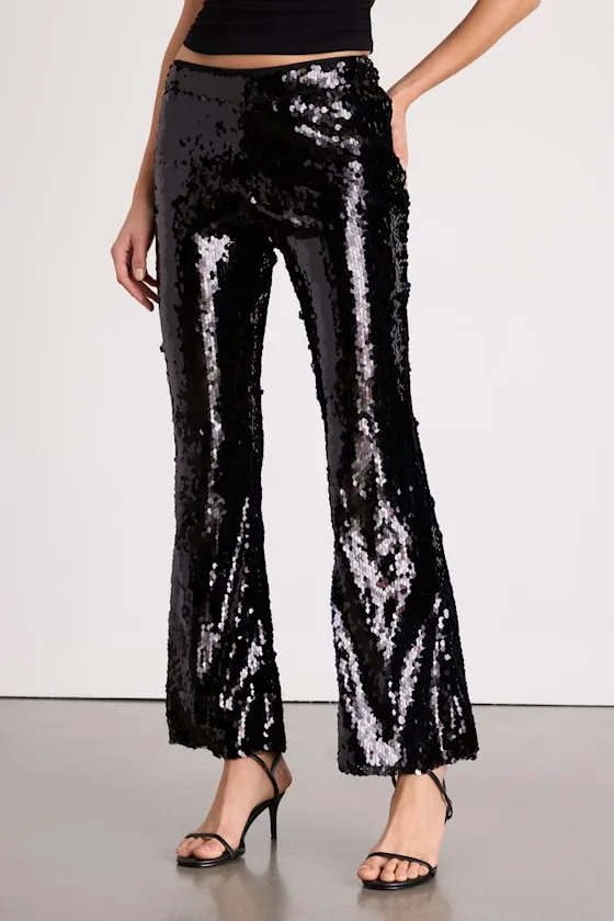 Christella Black Sequin Low-Rise Flare Pants sold by Lulus product image thumbnail 2