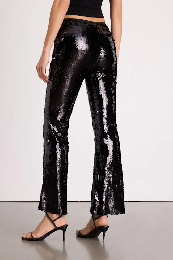 Christella Black Sequin Low-Rise Flare Pants sold by Lulus product image thumbnail 3