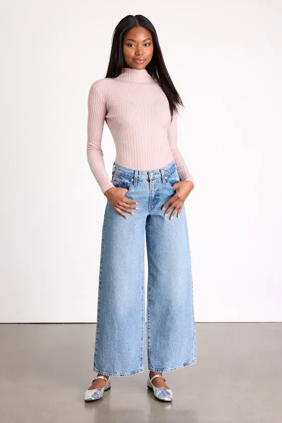 Crawford Blush Long Sleeve Mock Neck Bodysuit sold by Lulus product image thumbnail 3