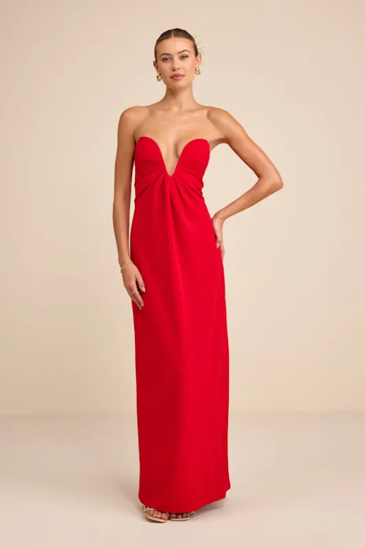 Thula Red Cutout U-Bar Column Maxi Dress sold by Lulus