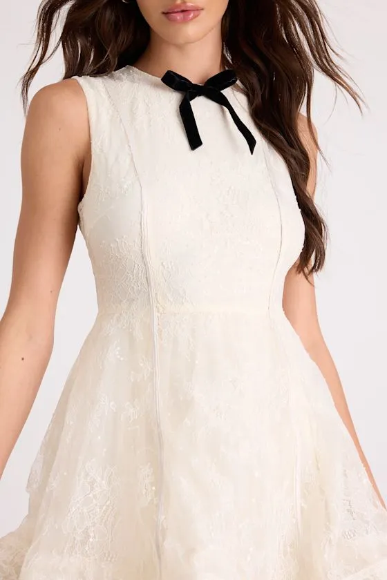 Charmaine Cream Lace Sleeveless Skater Mini Dress sold by Lulus product image thumbnail 2