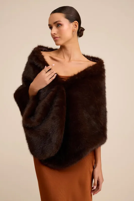 Upscale Approach Dark Brown Faux Fur Stole sold by Lulus