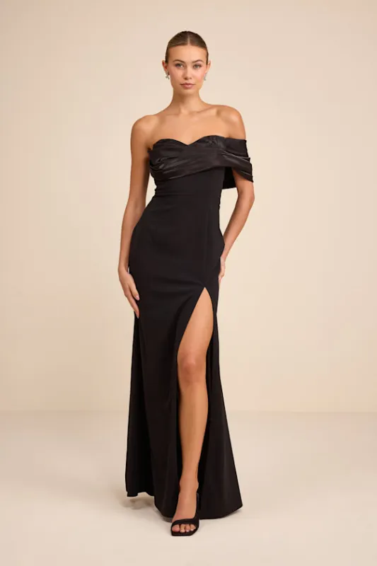Thessaly Black Asymmetrical Mermaid Maxi Dress sold by Lulus