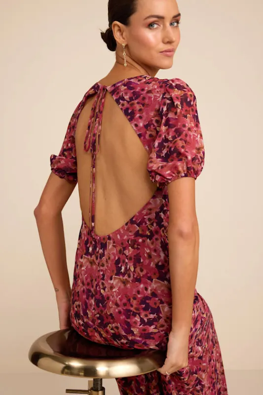 Gianni Rusty Rose Multi Floral Backless Maxi Dress made by Lulus