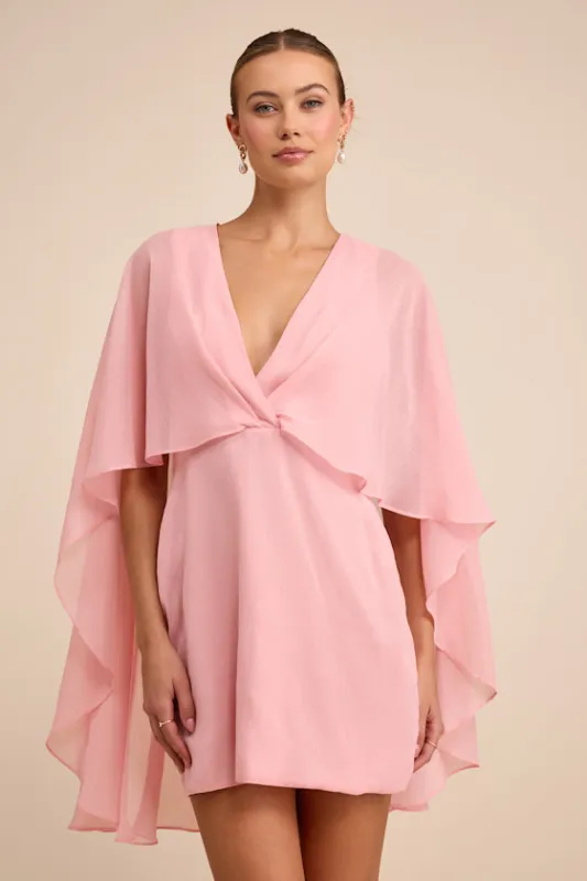 Jolia Light Pink Cape V-Neck Mini Dress sold by Lulus