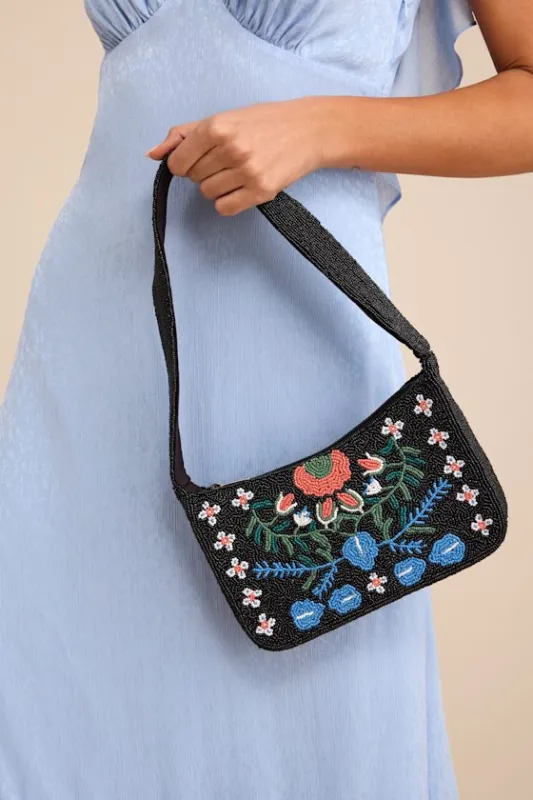 Raadha Black Multi Beaded Shoulder Bag sold by Lulus