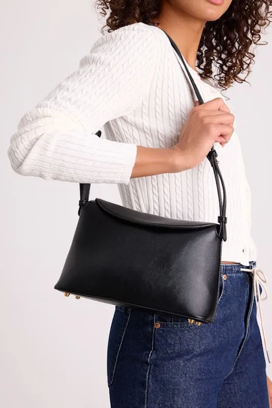 Louette Black Vegan Leather Shoulder Bag sold by Lulus