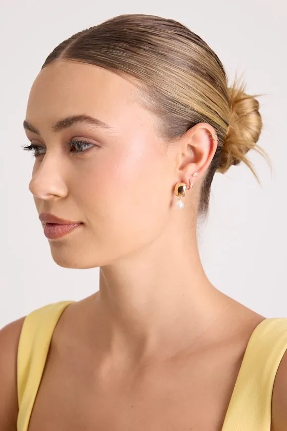 Afina Gold Pearl Three-Piece Earring Set sold by Lulus product image thumbnail 4