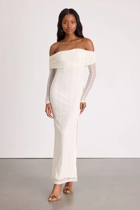 Eulalie Cream Lace Off-the-Shoulder Maxi Dress sold by Lulus