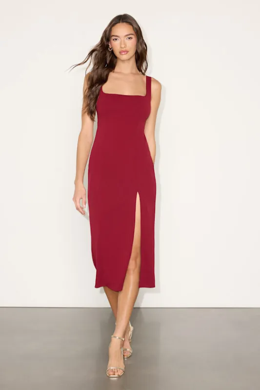 Davana Dark Red Cutout Midi Dress sold by Lulus