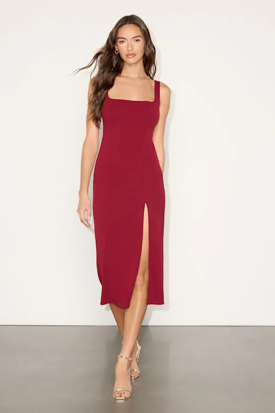 Davana Dark Red Cutout Midi Dress sold by Lulus