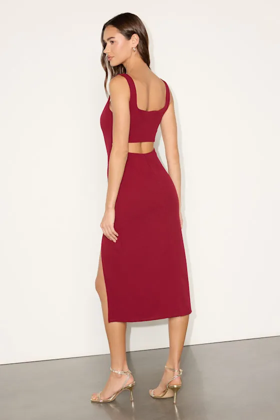Davana Dark Red Cutout Midi Dress sold by Lulus product image thumbnail 3