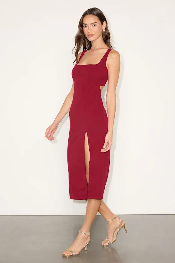 Davana Dark Red Cutout Midi Dress sold by Lulus product image thumbnail 4