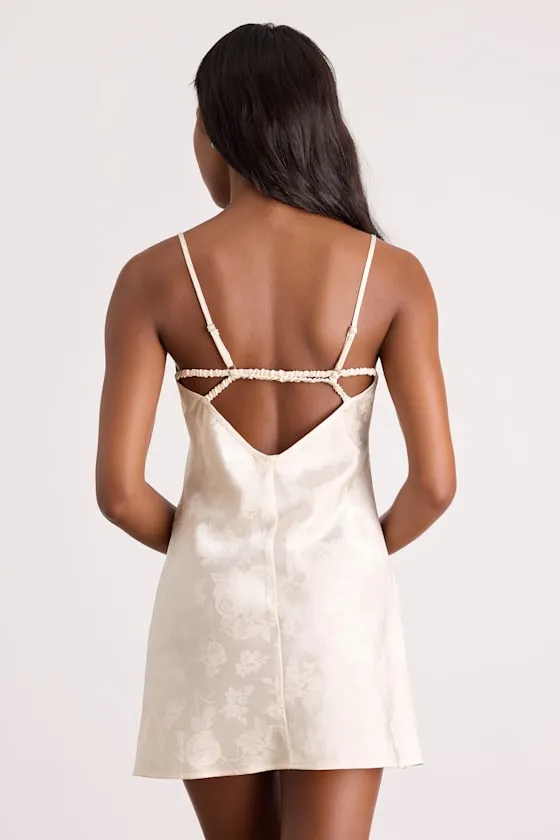 Lyria Champagne Satin Jacquard Lingerie Slip sold by Lulus product image thumbnail 2