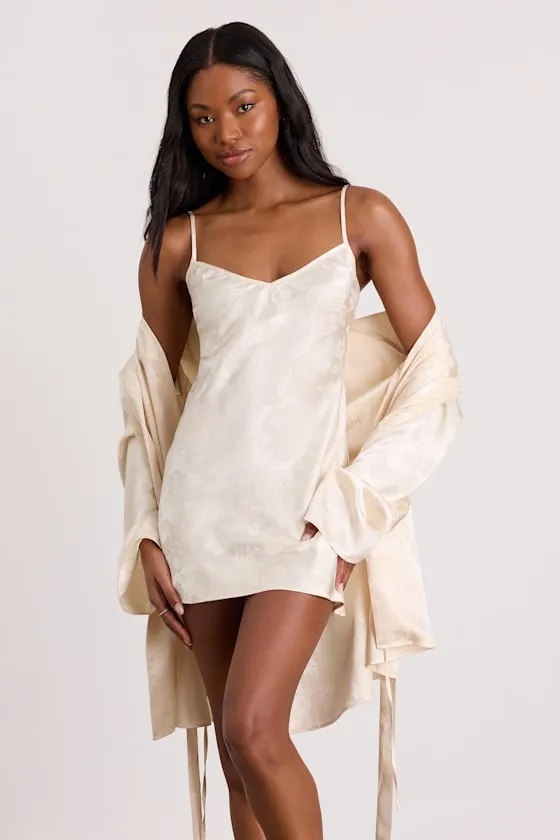Lyria Champagne Satin Jacquard Lingerie Slip sold by Lulus product image thumbnail 4