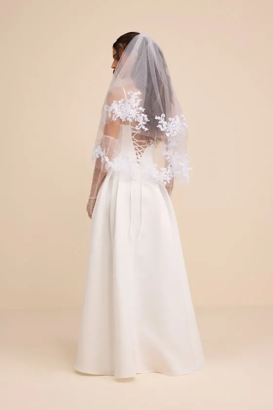 Annissa White Taffeta Drop Waist Lace-Up Maxi Dress sold by Lulus product image thumbnail 3