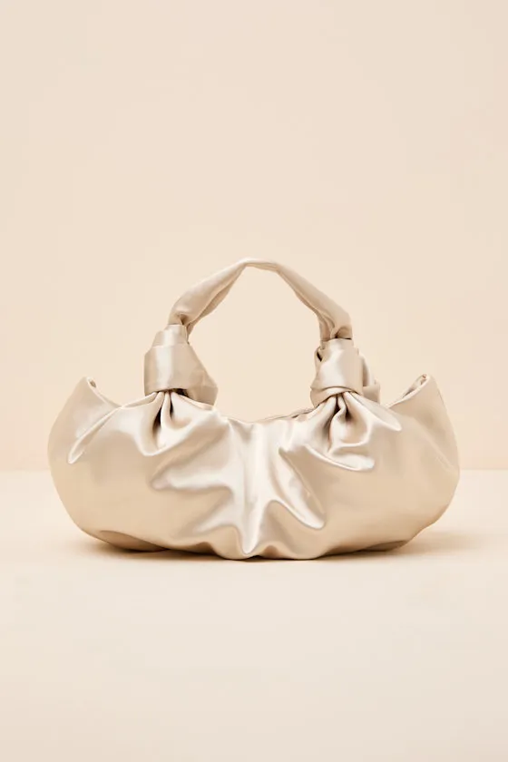Maelynn Champagne Satin Knotted Handle Bag sold by Lulus product image thumbnail 2