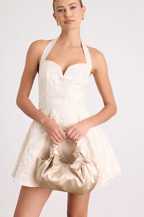 Maelynn Champagne Satin Knotted Handle Bag sold by Lulus product image thumbnail 3