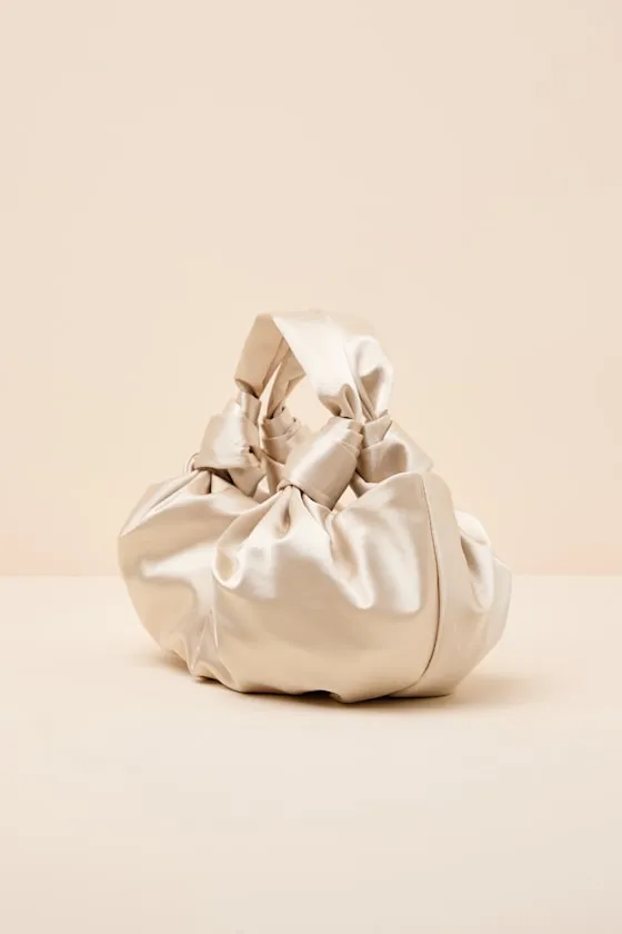 Maelynn Champagne Satin Knotted Handle Bag sold by Lulus product image thumbnail 4