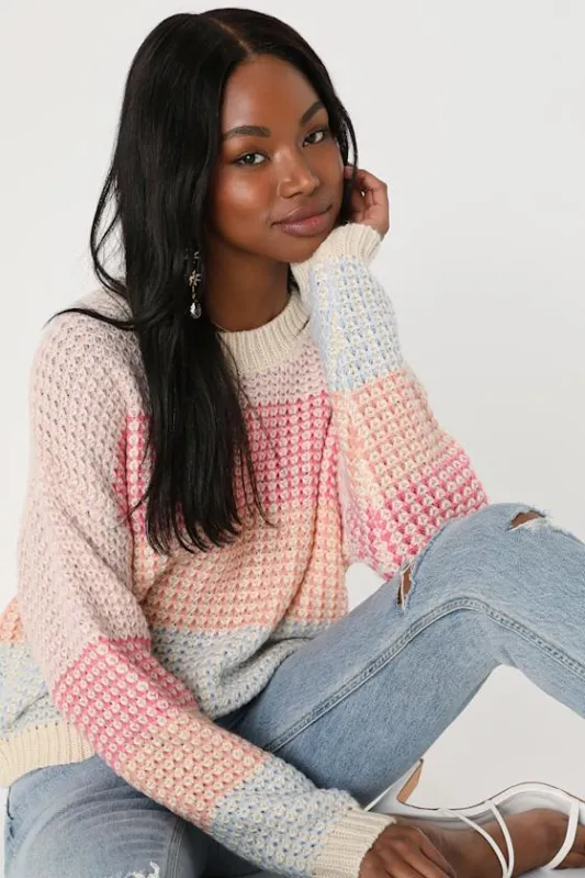 Effortlessly Cute Ivory Multi Pullover Sweater sold by Lulus