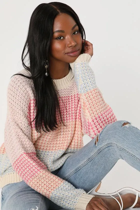 Effortlessly Cute Ivory Multi Pullover Sweater sold by Lulus