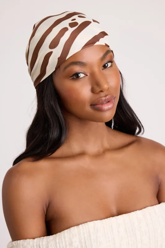 Nikia Brown Zebra Print Satin Scarf sold by Lulus