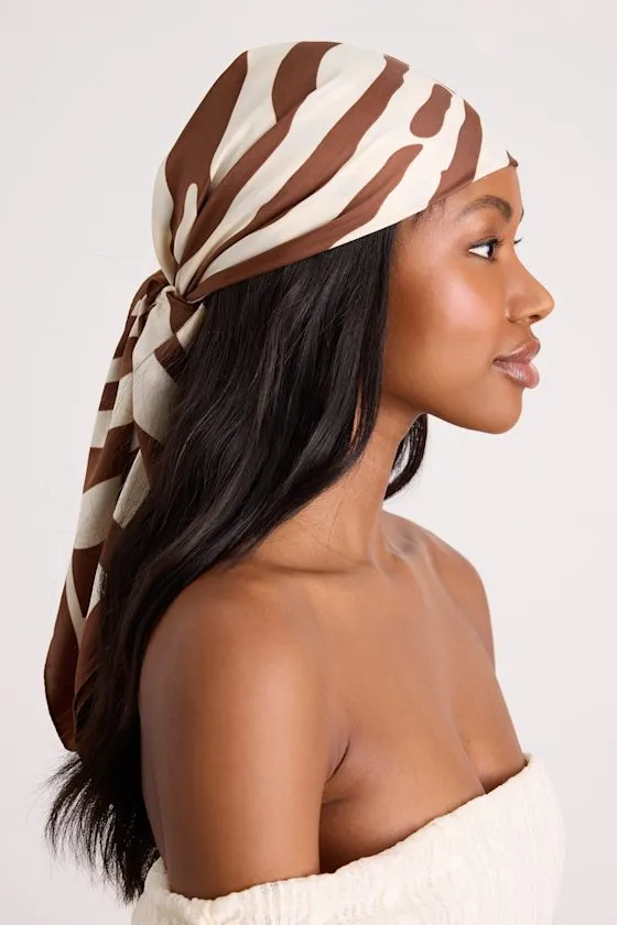 Nikia Brown Zebra Print Satin Scarf sold by Lulus product image thumbnail 4
