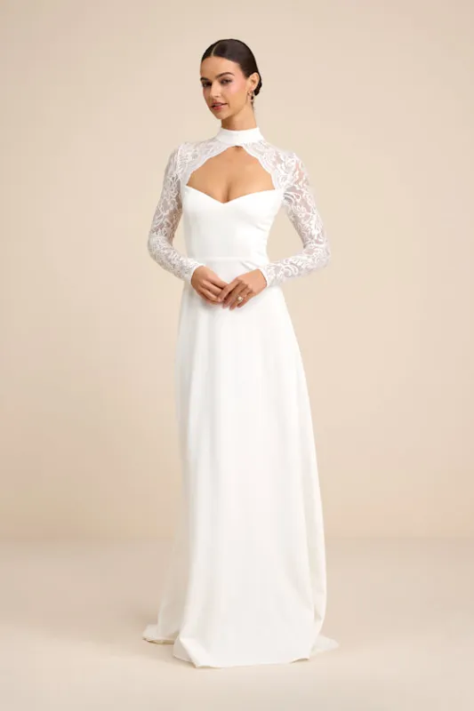 Keeley Lace Mock Neck Long Sleeve Maxi Dress sold by Lulus