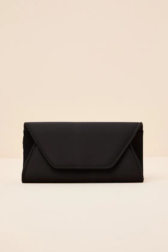 Adelae Black Satin Envelope Crossbody Clutch sold by Lulus product image thumbnail 2