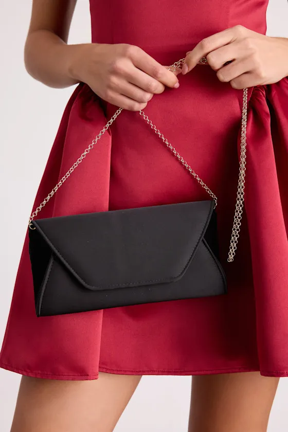 Adelae Black Satin Envelope Crossbody Clutch sold by Lulus product image thumbnail 3