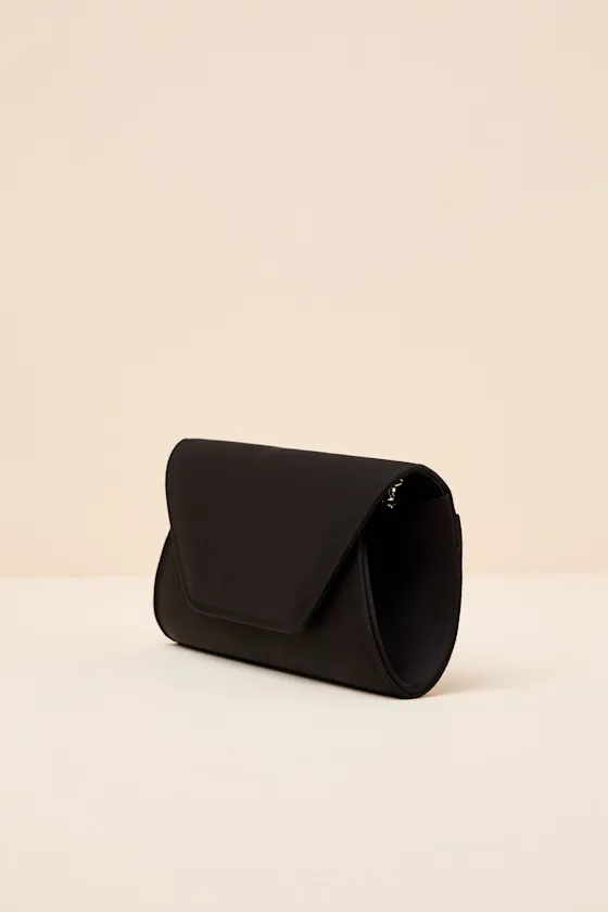 Adelae Black Satin Envelope Crossbody Clutch sold by Lulus product image thumbnail 4