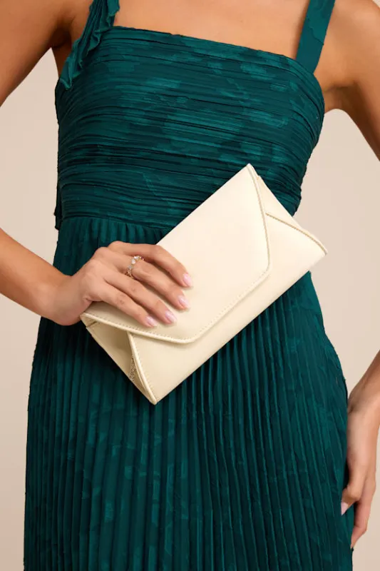 Adelae Ivory Satin Envelope Crossbody Clutch sold by Lulus