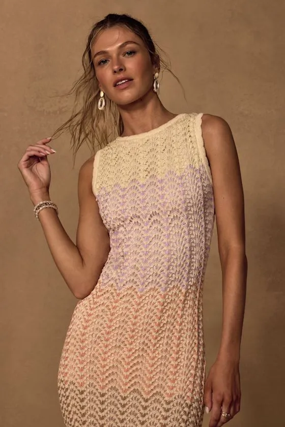 Kirsten Cream Multi Crochet Backless Maxi Dress sold by Lulus product image thumbnail 3