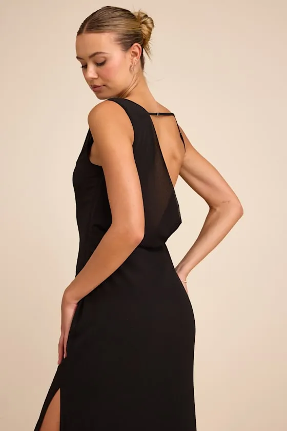Vienta Black Chiffon Asymmetrical Maxi Dress sold by Lulus product image thumbnail 2