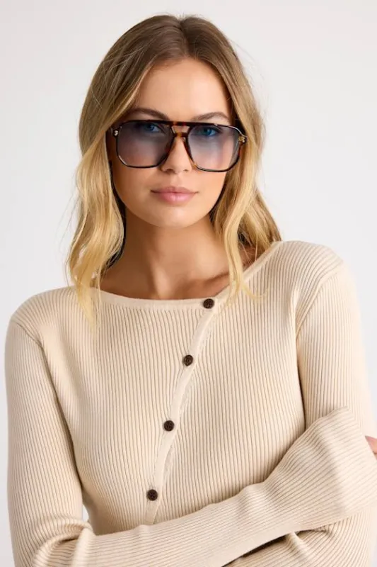 Reece Brown Tortoise Aviator Blue Light Glasses sold by Lulus