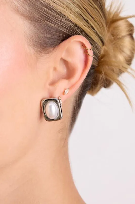 Mevelyn Silver Pearl Statement Earrings sold by Lulus