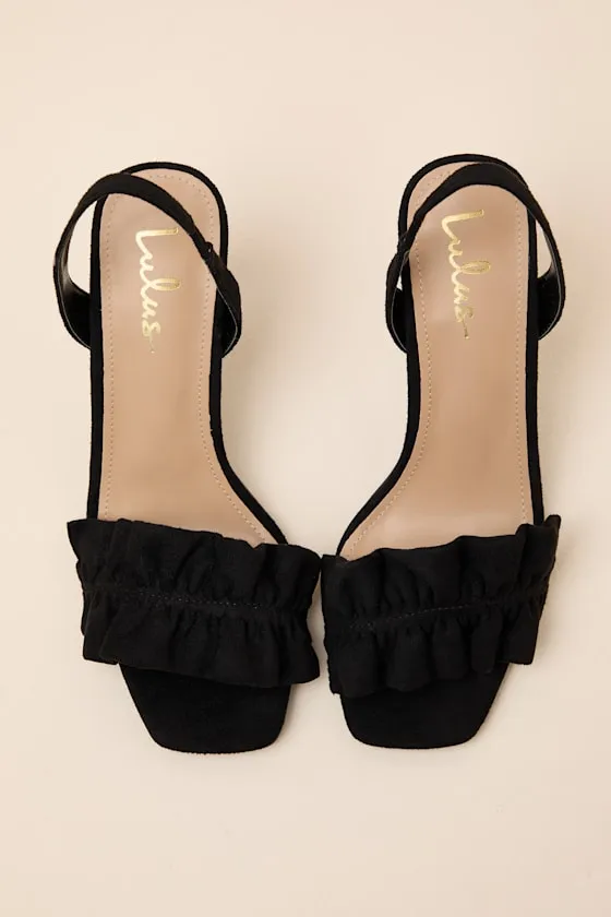 Rosa Black Suede Ruched High Heel Slingback Sandals sold by Lulus product image thumbnail 2