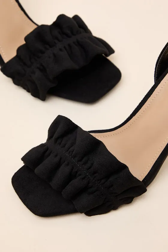 Rosa Black Suede Ruched High Heel Slingback Sandals sold by Lulus product image thumbnail 4