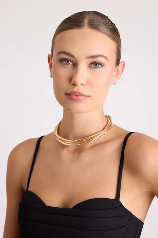 Mallari Gold Snake Chain Layered Necklace sold by Lulus