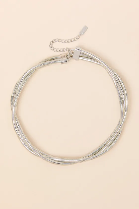 Mallari Silver Snake Chain Layered Necklace sold by Lulus product image thumbnail 2