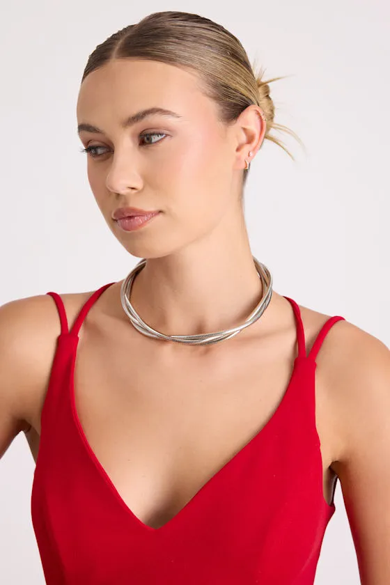 Mallari Silver Snake Chain Layered Necklace sold by Lulus product image thumbnail 3