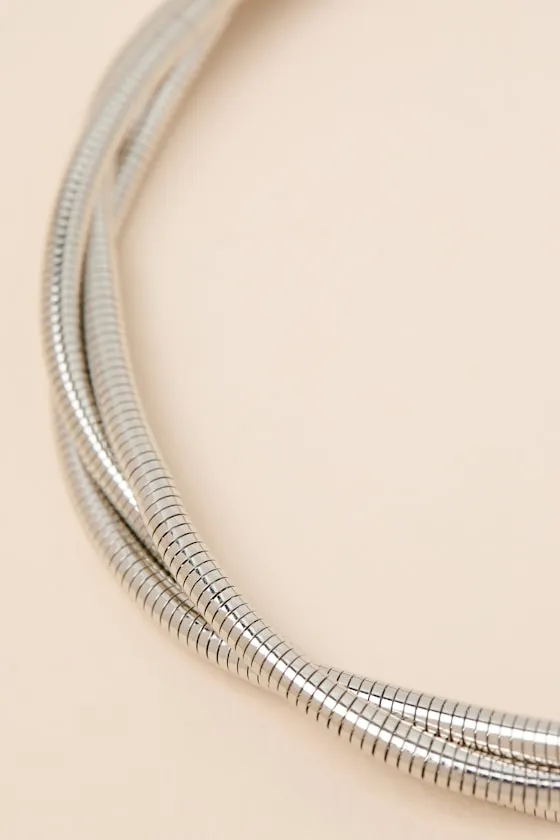 Mallari Silver Snake Chain Layered Necklace sold by Lulus product image thumbnail 4