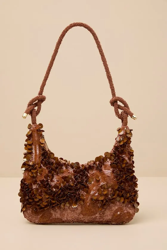 Aeris Bronze Sequin Beaded Shoulder Bag sold by Lulus product image thumbnail 2