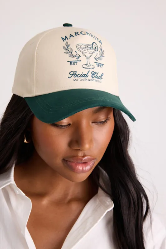 Margarita Social Club Ivory and Green Embroidered Dad Hat sold by Lulus