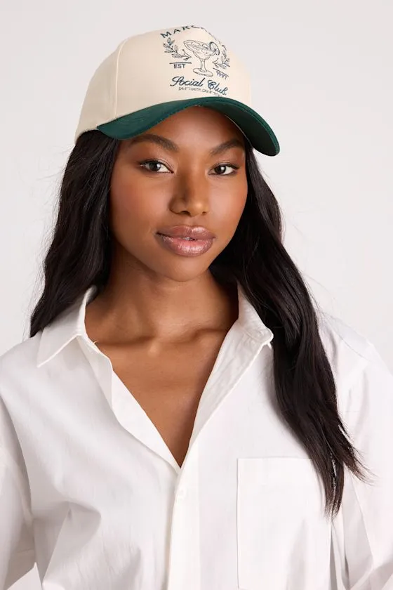 Margarita Social Club Ivory and Green Embroidered Dad Hat sold by Lulus product image thumbnail 3