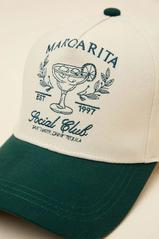 Margarita Social Club Ivory and Green Embroidered Dad Hat sold by Lulus product image thumbnail 4