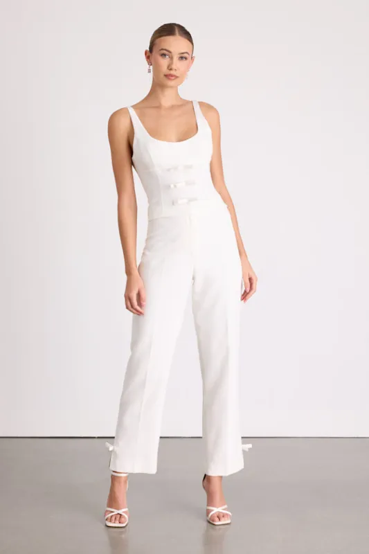 Fenella White High-Rise Straight Leg Trousers sold by Lulus
